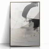 Abstract Minimalist Wall Art - Black and White Dynamic Brushstroke Art