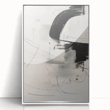 Abstract Minimalist Wall Art - Black and White Dynamic Brushstroke Art