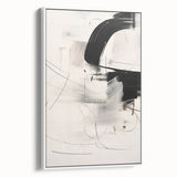 Abstract Minimalist Wall Art - Black and White Dynamic Brushstroke Art
