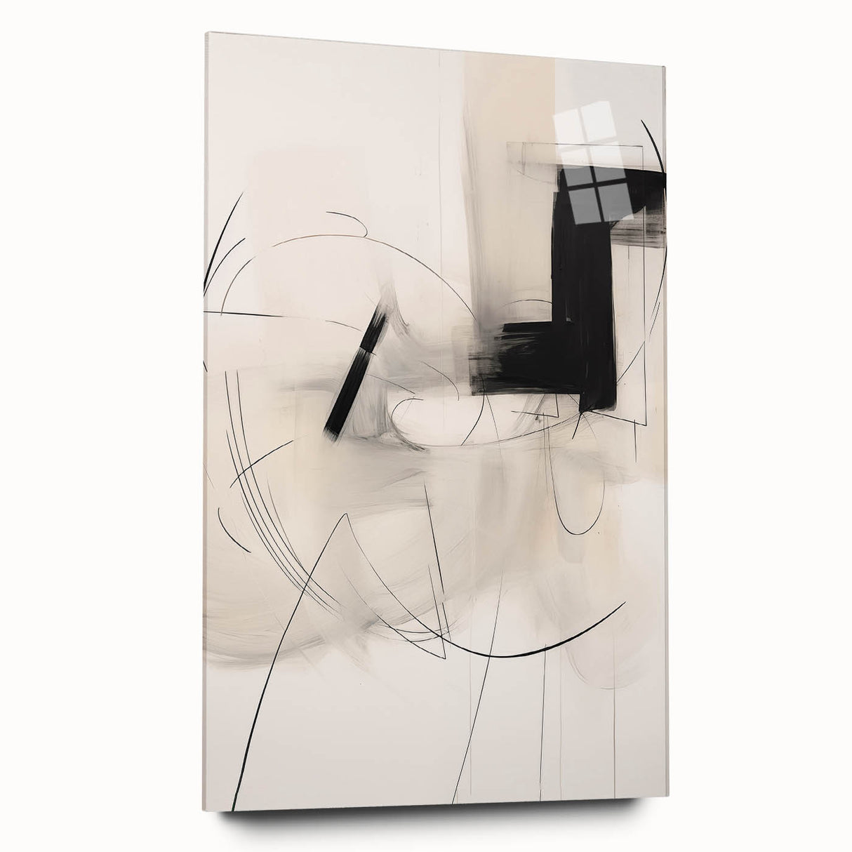 Abstract Minimalist Wall Art - Black and White Geometric Line Art Print