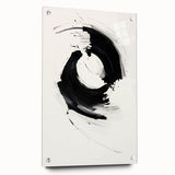 Modern Minimalist Art - Black and White Abstract Circular Wall Print