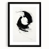 Modern Minimalist Art - Black and White Abstract Circular Wall Print