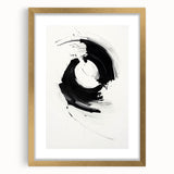 Modern Minimalist Art - Black and White Abstract Circular Wall Print