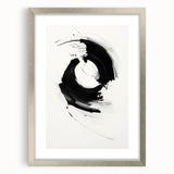 Modern Minimalist Art - Black and White Abstract Circular Wall Print