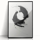 Modern Minimalist Art - Black and White Abstract Circular Wall Print