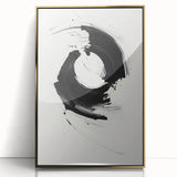 Modern Minimalist Art - Black and White Abstract Circular Wall Print