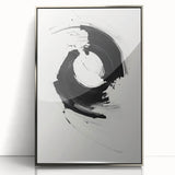 Modern Minimalist Art - Black and White Abstract Circular Wall Print