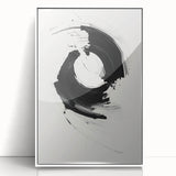 Modern Minimalist Art - Black and White Abstract Circular Wall Print