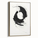 Modern Minimalist Art - Black and White Abstract Circular Wall Print