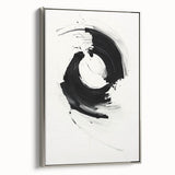 Modern Minimalist Art - Black and White Abstract Circular Wall Print