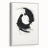 Modern Minimalist Art - Black and White Abstract Circular Wall Print