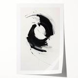 Modern Minimalist Art - Black and White Abstract Circular Wall Print