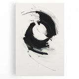 Modern Minimalist Art - Black and White Abstract Circular Wall Print