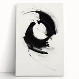 Modern Minimalist Art - Black and White Abstract Circular Wall Print