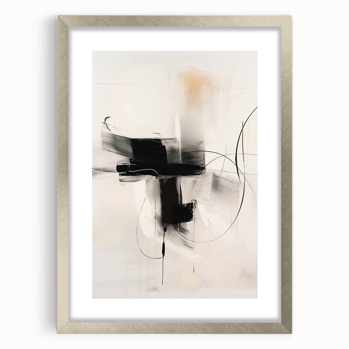 Minimalist Abstract Art - Black and White Modern Line Design for Walls