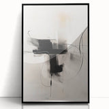 Minimalist Abstract Art - Black and White Modern Line Design for Walls