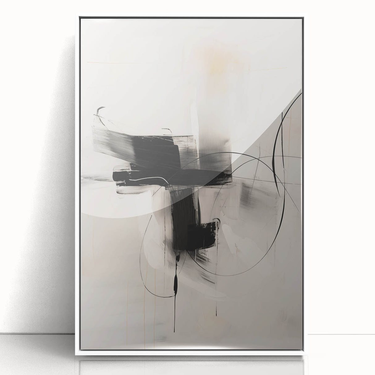 Minimalist Abstract Art - Black and White Modern Line Design for Walls