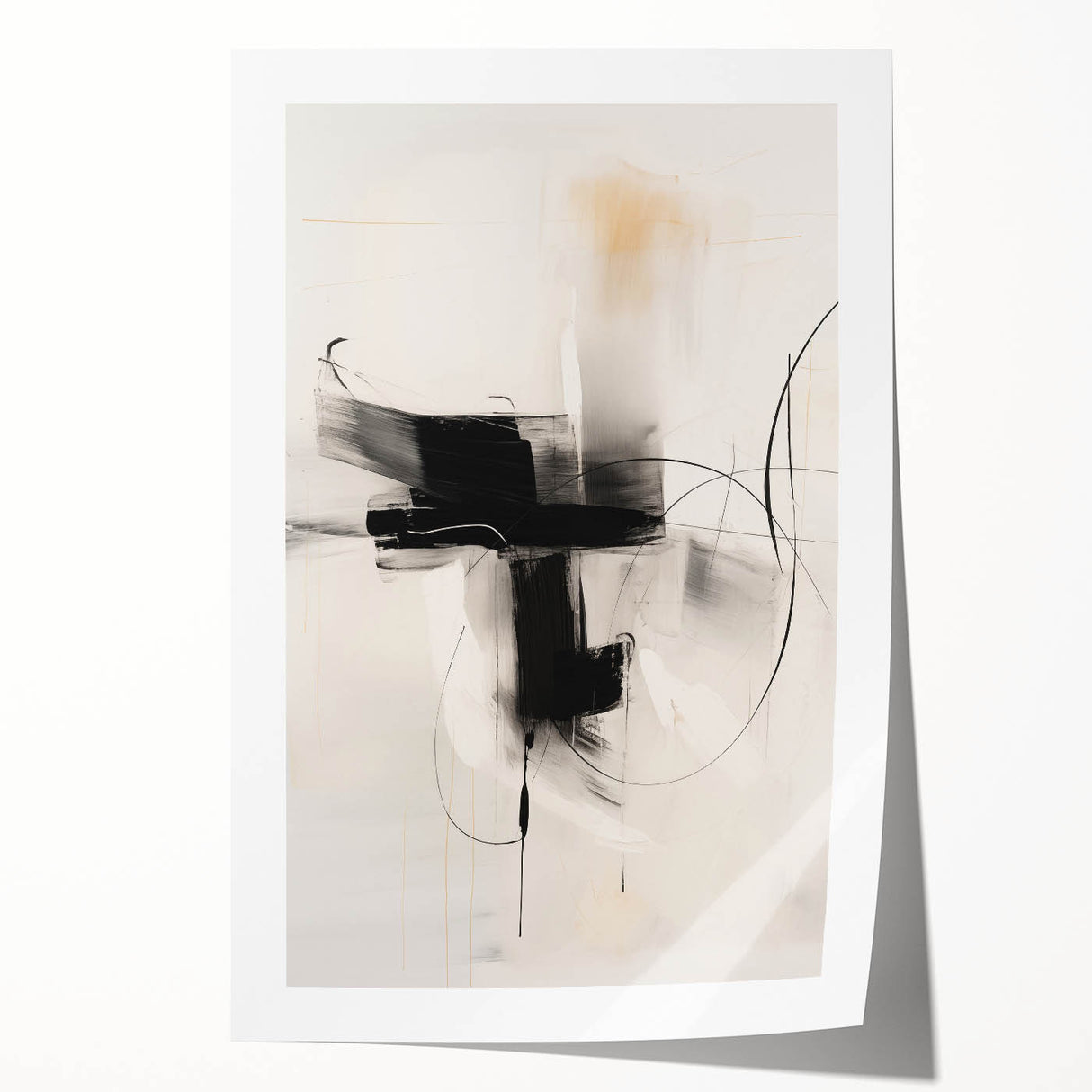 Minimalist Abstract Art - Black and White Modern Line Design for Walls