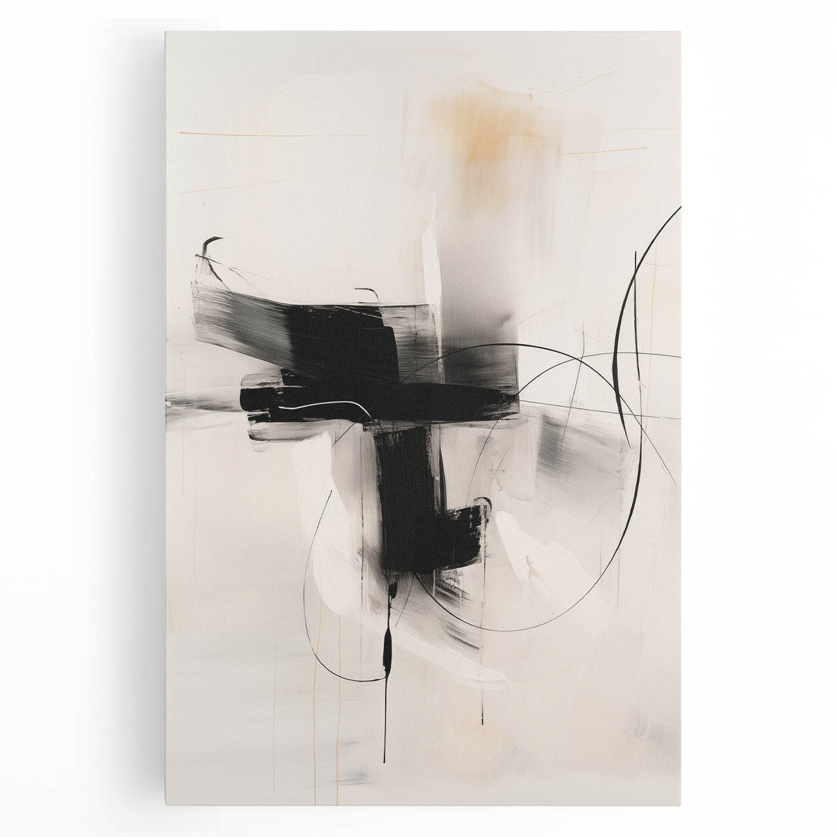 Minimalist Abstract Art - Black and White Modern Line Design for Walls