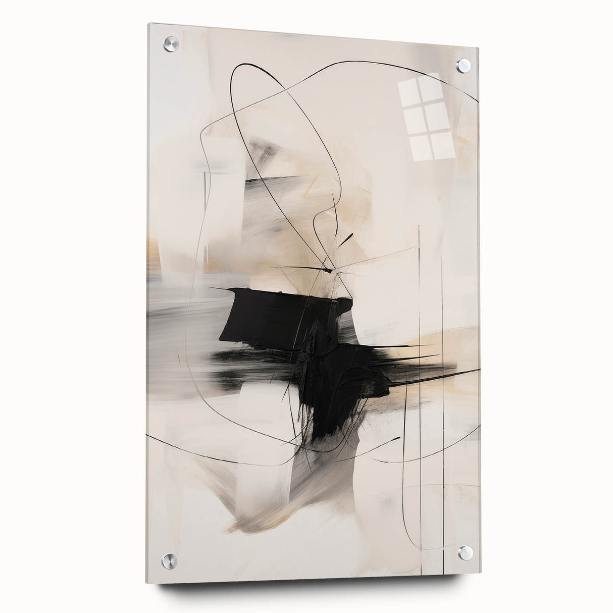 Modern Minimalist Wall Art - Abstract Black and White Line Design