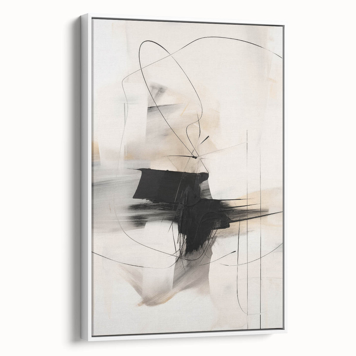 Modern Minimalist Wall Art - Abstract Black and White Line Design