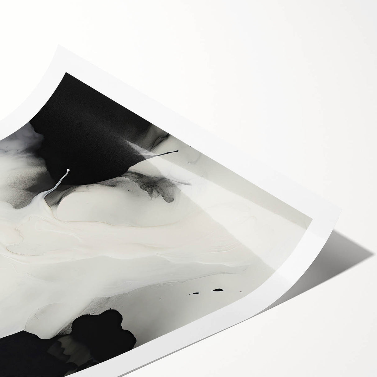 Minimalist Abstract Art - Black and White Flowing Modern Design