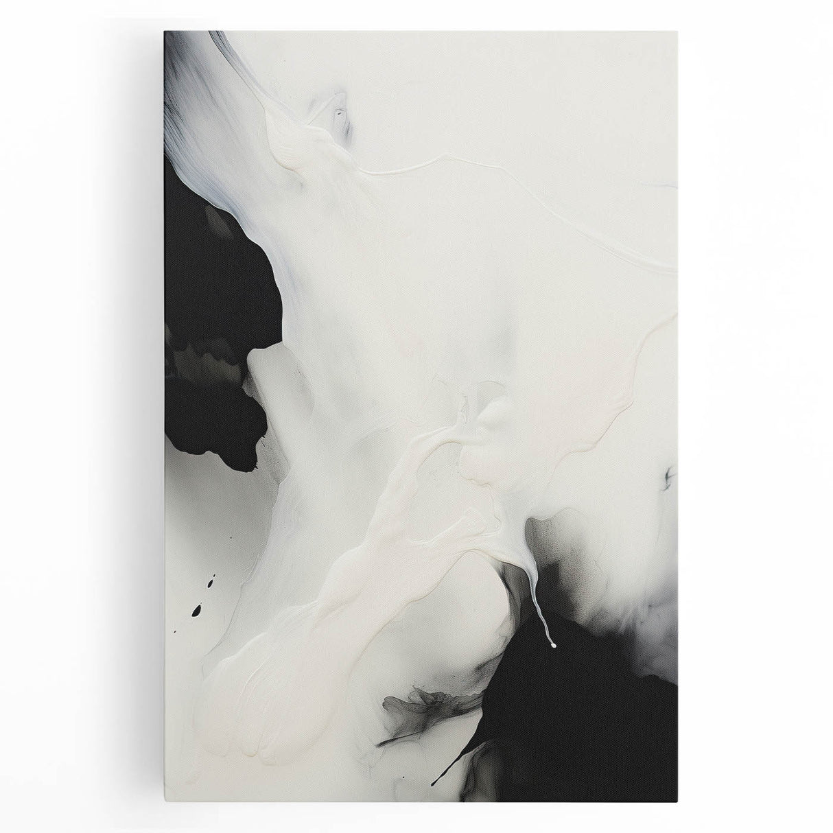 Minimalist Abstract Art - Black and White Flowing Modern Design