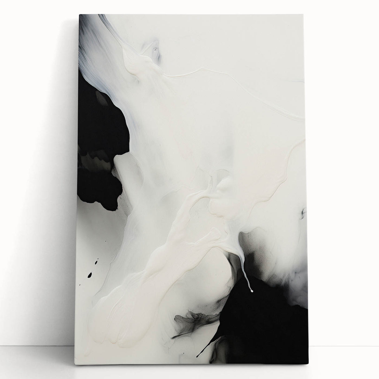 Minimalist Abstract Art - Black and White Flowing Modern Design