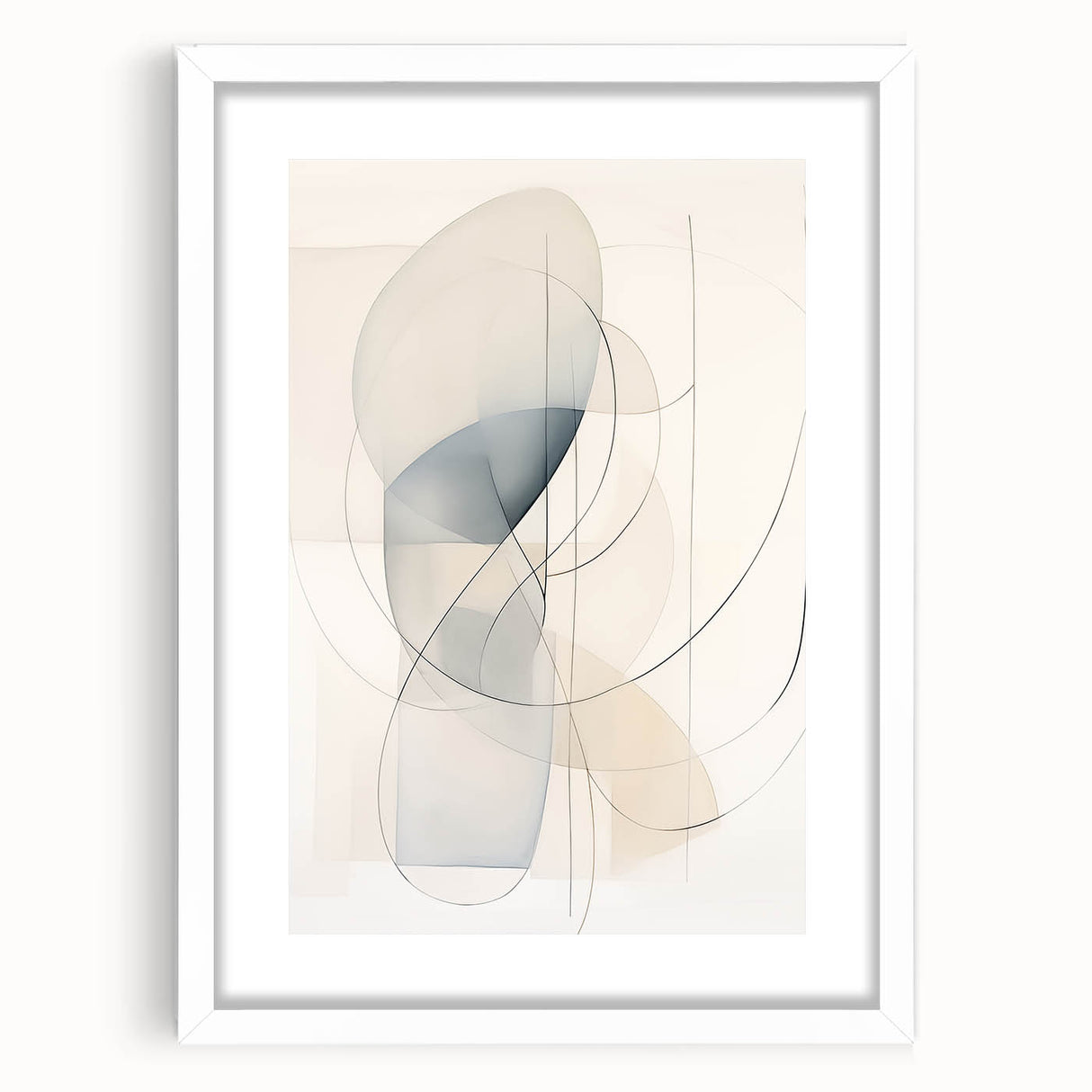 Minimalist Abstract Wall Art - Soft Curved Lines in Neutral Hues
