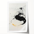 Minimalist Abstract Art - Black and White Brushstroke with Yellow Accent