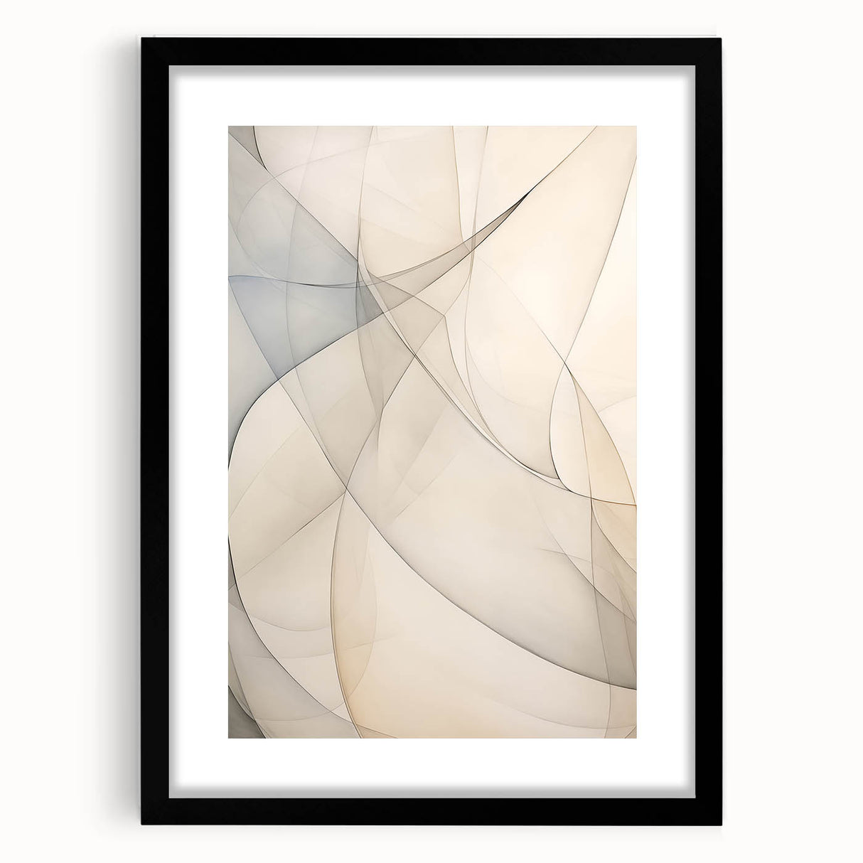 Minimalist Abstract Wall Art - Soft Curves in Neutral Beige and Gray