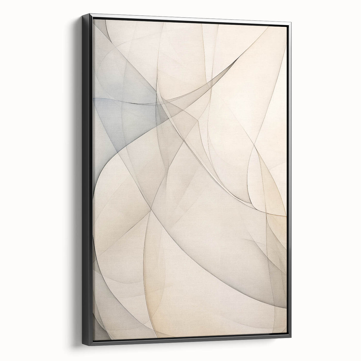 Minimalist Abstract Wall Art - Soft Curves in Neutral Beige and Gray