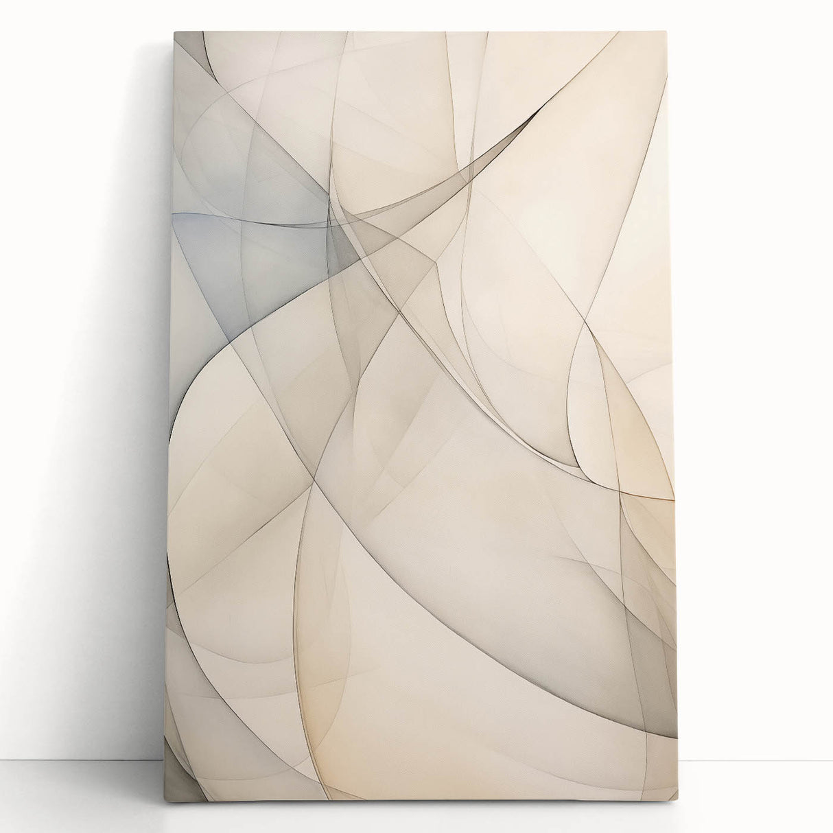 Minimalist Abstract Wall Art - Soft Curves in Neutral Beige and Gray