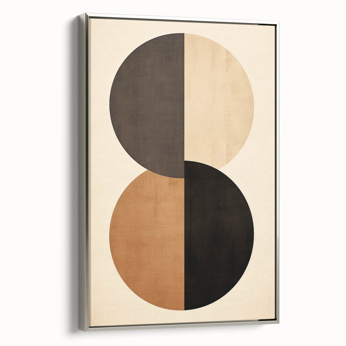 Geometric Minimalist Wall Art - Dual Circle Design in Earth Tones