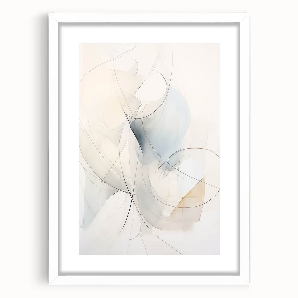 Minimalist Abstract Wall Art - Soft Flowing Curves in Neutral Tones