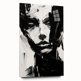 Bold Minimalist Portrait Wall Art - Black and White Abstract Expression