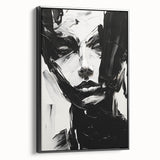 Bold Minimalist Portrait Wall Art - Black and White Abstract Expression