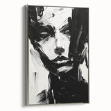 Bold Minimalist Portrait Wall Art - Black and White Abstract Expression