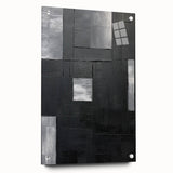 Geometric Minimalist Wall Art - Textured Black and Gray Abstract Design