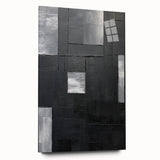 Geometric Minimalist Wall Art - Textured Black and Gray Abstract Design