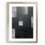 Geometric Minimalist Wall Art - Textured Black and Gray Abstract Design