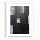 Geometric Minimalist Wall Art - Textured Black and Gray Abstract Design