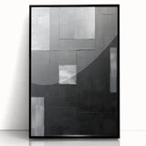 Geometric Minimalist Wall Art - Textured Black and Gray Abstract Design