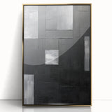 Geometric Minimalist Wall Art - Textured Black and Gray Abstract Design