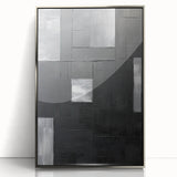 Geometric Minimalist Wall Art - Textured Black and Gray Abstract Design
