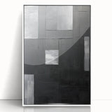 Geometric Minimalist Wall Art - Textured Black and Gray Abstract Design