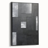 Geometric Minimalist Wall Art - Textured Black and Gray Abstract Design