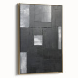 Geometric Minimalist Wall Art - Textured Black and Gray Abstract Design