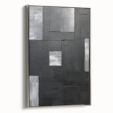 Geometric Minimalist Wall Art - Textured Black and Gray Abstract Design