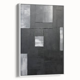 Geometric Minimalist Wall Art - Textured Black and Gray Abstract Design
